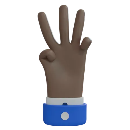 Business Man Hand Three Fingers Brown Hand  3D Icon