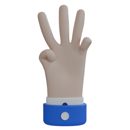 Business Man Hand Three Fingers White Hand  3D Icon