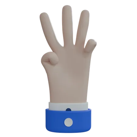 Business Man Hand Three Fingers White Hand  3D Icon