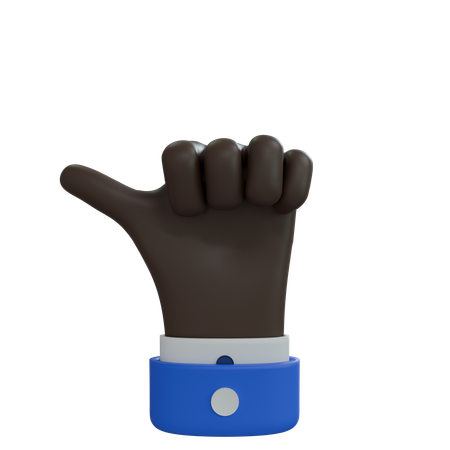 Business Man Hand Thumb pointing left Black Hand  3D Icon