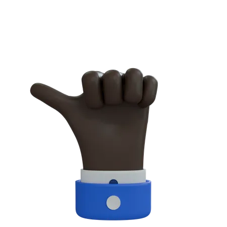 Business Man Hand Thumb pointing left Black Hand  3D Icon