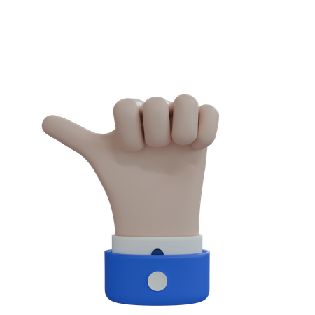 Business Man Hand Thumb pointing left White Hand  3D Icon