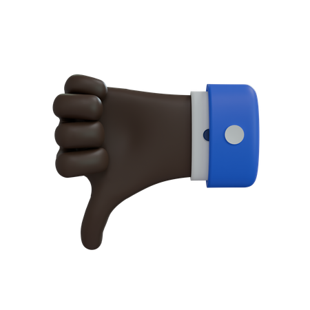 Business Man Hand Thumbs Down Black Hand  3D Icon