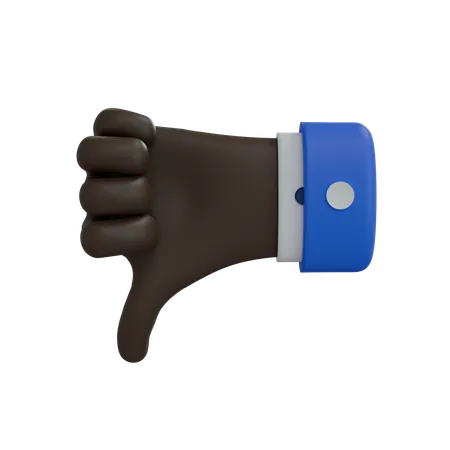 Business Man Hand Thumbs Down Black Hand  3D Icon