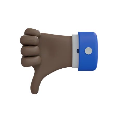 Business Man Hand Thumbs Down Brown Hand  3D Icon