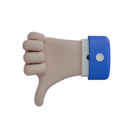 Business Man Hand Thumbs Down White Hand  3D Icon