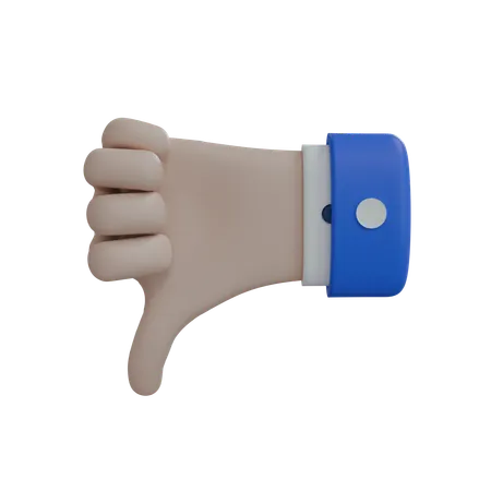 Business Man Hand Thumbs Down White Hand  3D Icon