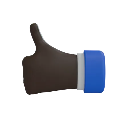 Business Man Hand Thumbs up back of hand Black Hand  3D Icon