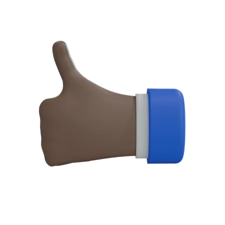 Business Man Hand Thumbs up back of hand Brown Hand  3D Icon