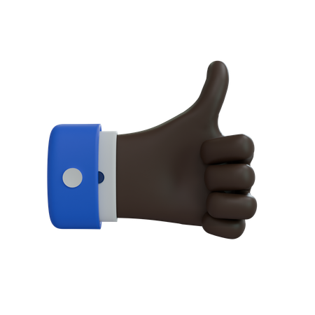 Business Man Hand Thumbs Up Black Hand  3D Icon