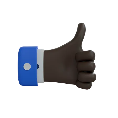 Business Man Hand Thumbs Up Black Hand  3D Icon