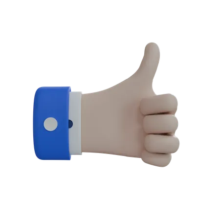 Business Man Hand Thumbs Up White Hand  3D Icon