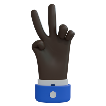 Business Man Hand Two Fingers Black Hand  3D Icon