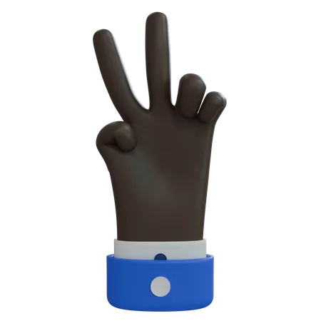 Business Man Hand Two Fingers Black Hand  3D Icon