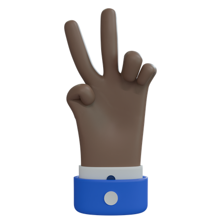 Business Man Hand Two Fingers Brown Hand  3D Icon