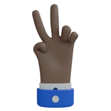 Business Man Hand Two Fingers Brown Hand  3D Icon