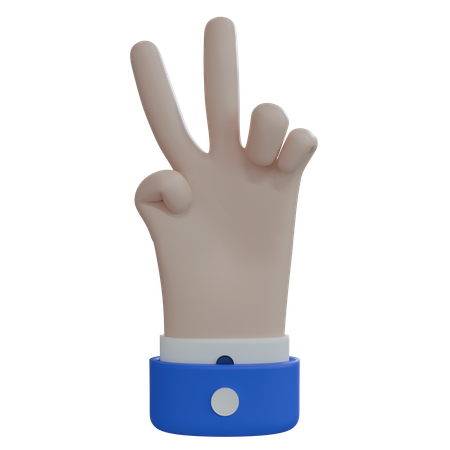 Business Man Hand Two Fingers White Hand  3D Icon