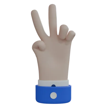 Business Man Hand Two Fingers White Hand  3D Icon