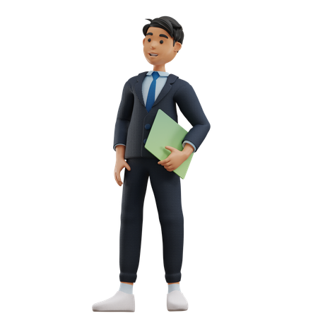 Business Man Holding Book  3D Illustration