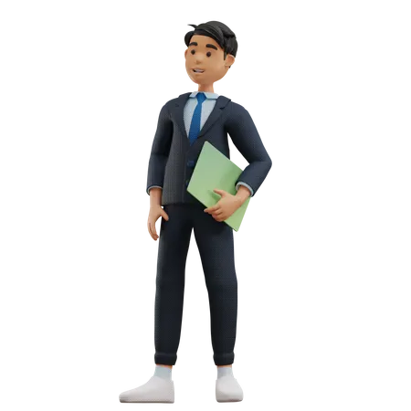 Business Man Holding Book 3D Illustration