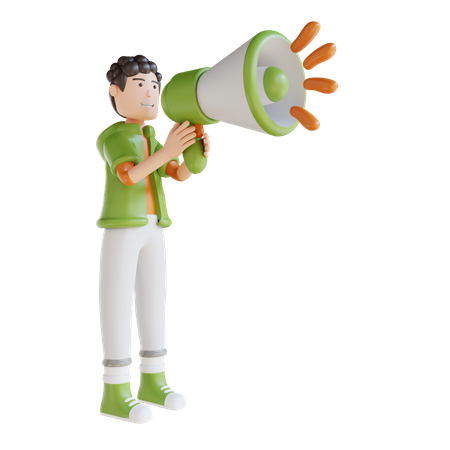 Business Man Holding Megaphone For Marketing  3D Illustration