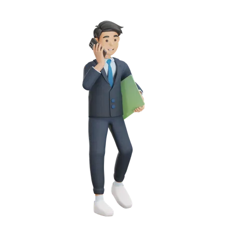 Business Man In a Call  3D Illustration