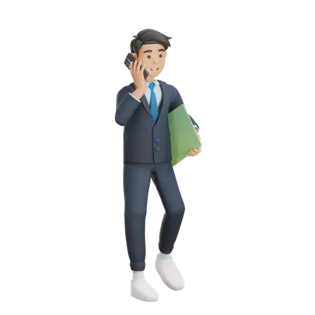 Business Man In a Call  3D Illustration