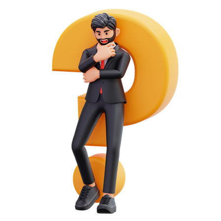 Business Man Is Thinking  3D Icon