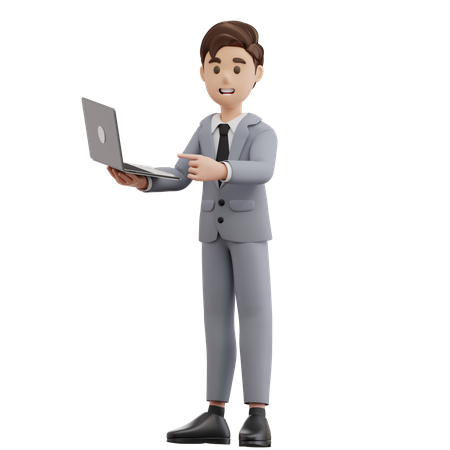 Business Man Presenting  3D Illustration