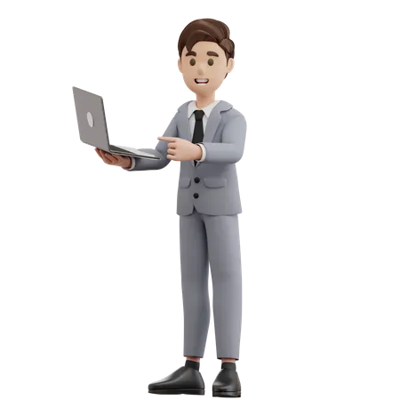 Business Man Presenting  3D Illustration