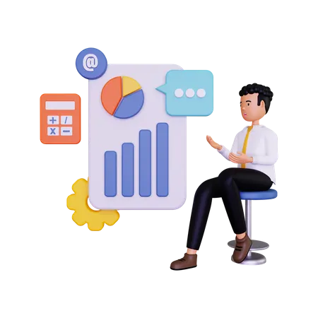 Business man showing data report  3D Illustration