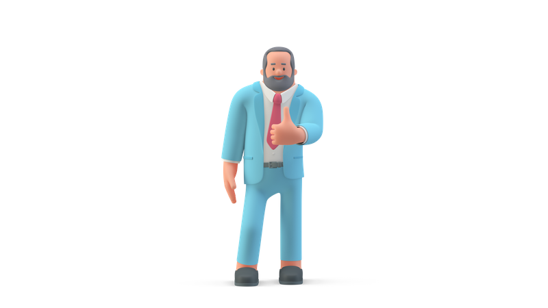 Business man showing thumbs up  3D Icon