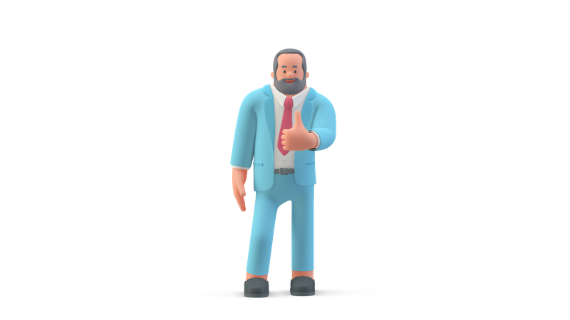 Business man showing thumbs up  3D Illustration