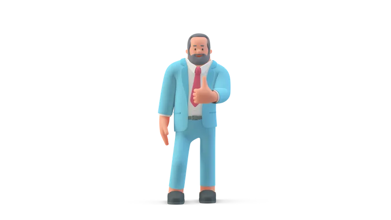 Business man showing thumbs up  3D Illustration