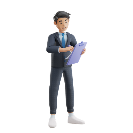Business Man Taking Notes  3D Icon
