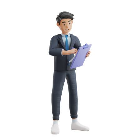 Business Man Taking Notes  3D Illustration