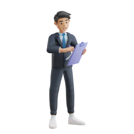 Business Man Taking Notes  3D Illustration