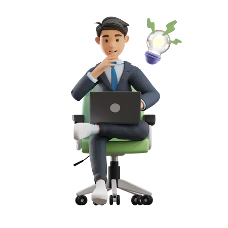 Business Man Thinking  3D Illustration