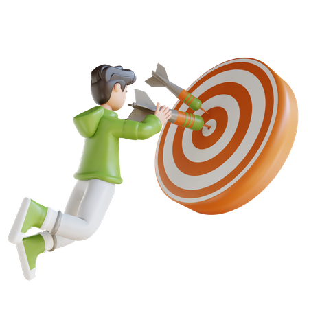 Business Man With Target  3D Illustration