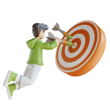 Business Man With Target  3D Illustration