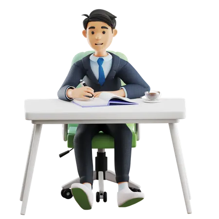 Business Man Working  3D Illustration