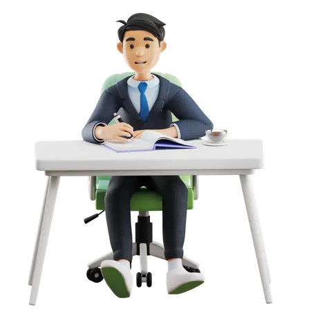 Business Man Working 3D Illustration