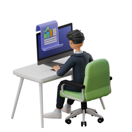 Business Man Working With Data  3D Icon