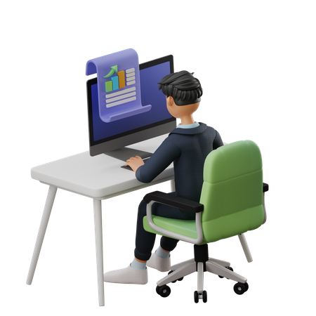 Business Man Working With Data  3D Illustration