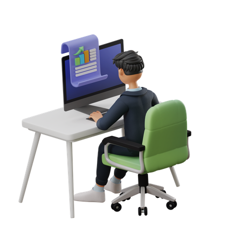 Business Man Working With Data  3D Illustration