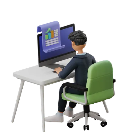 Business Man Working With Data  3D Illustration