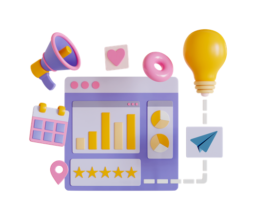 Business Marketing Dashboard  3D Icon