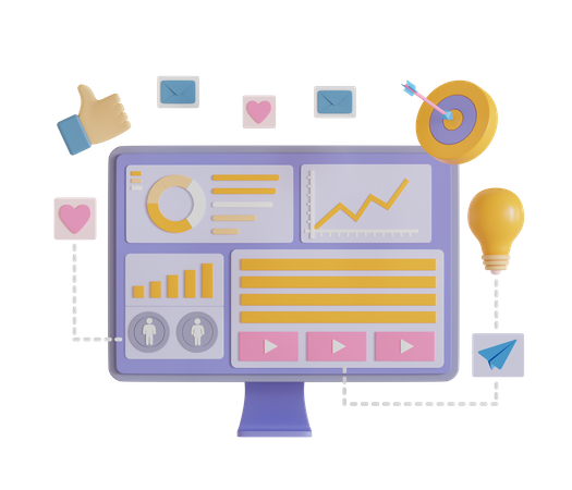Business Marketing Dashboard  3D Icon
