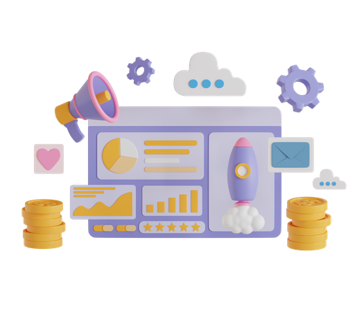 Business Marketing Dashboard  3D Icon