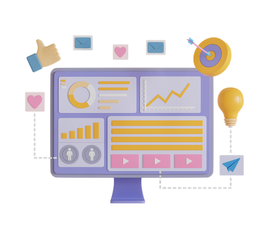 Business Marketing Dashboard  3D Illustration